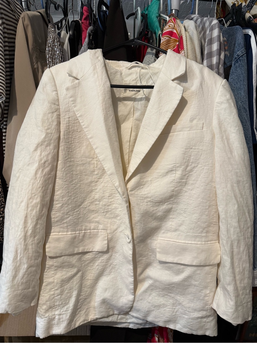 Everlane Cream Linen-Blend Tailored Blazer Size 4